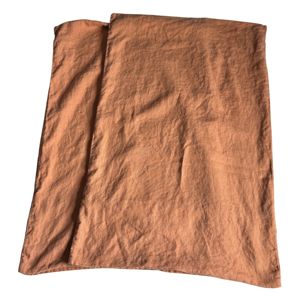 Bed Threads Terracotta French Flax Linen Pillowcase Set of 2 Standard Minimalist